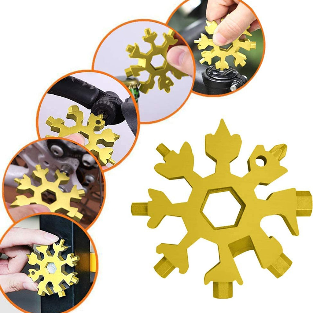 Durable Portable 18 In 1 Snowflake Multi-tool Snowflake Bottle Opener Flat Phillips Screwdriver Kit Wrench