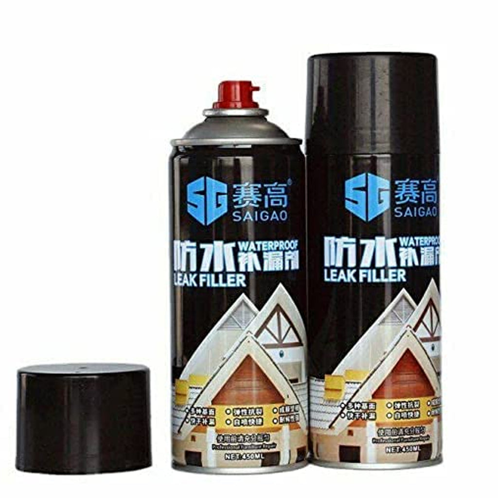 1332 Waterproof Leak Filler Spray Rubber Flexx Repair Sealant - Point To Seal Cracks Holes Leaks Corrosion More For Indoor Or Outdoor Use Black Paint (450 Ml)