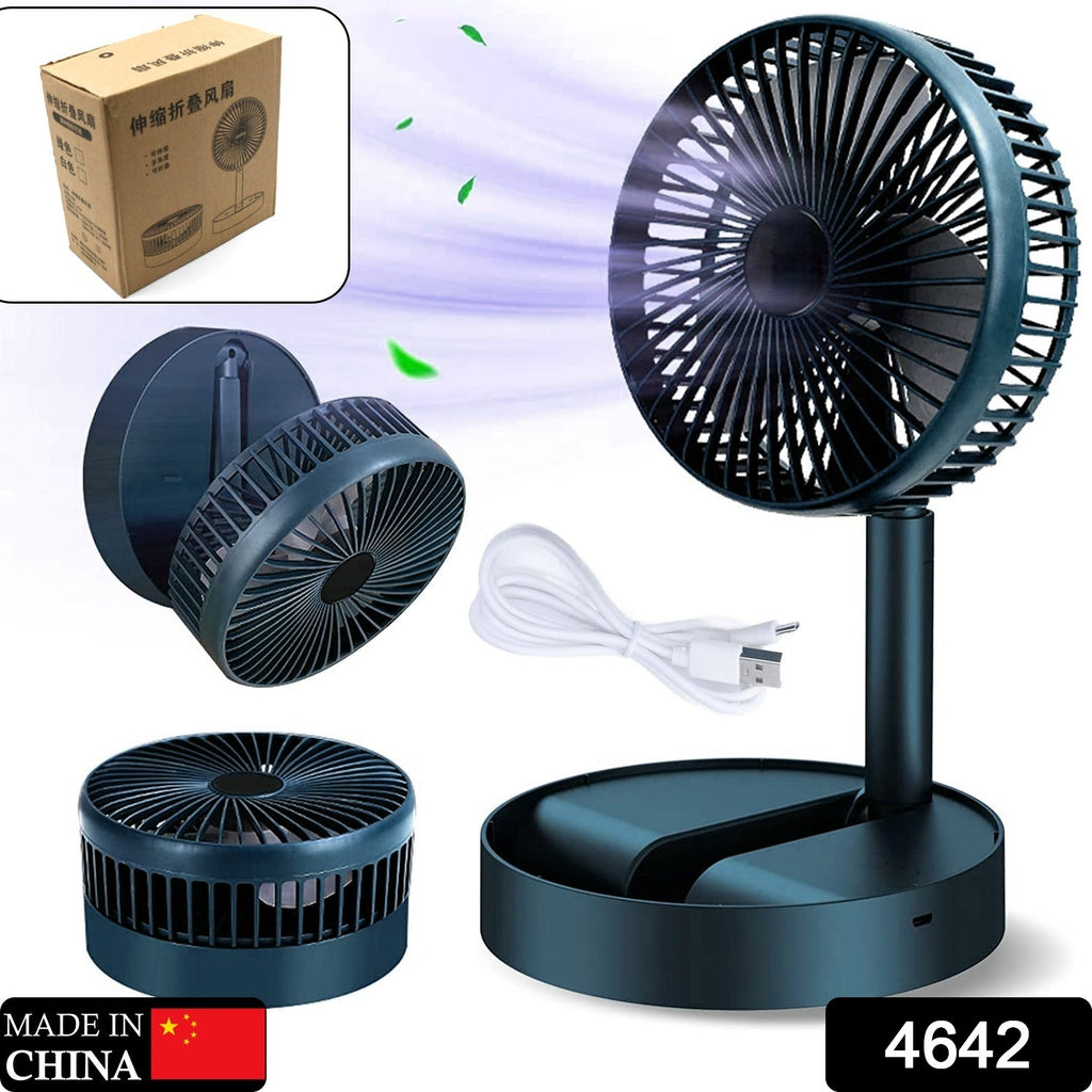 4642 Telescopic Electric Desktop Fan Height Adjustable Foldable Portable For Travelcarry Silent Table Top Personal Fan For Bedside Office Table (Battery Not Include)