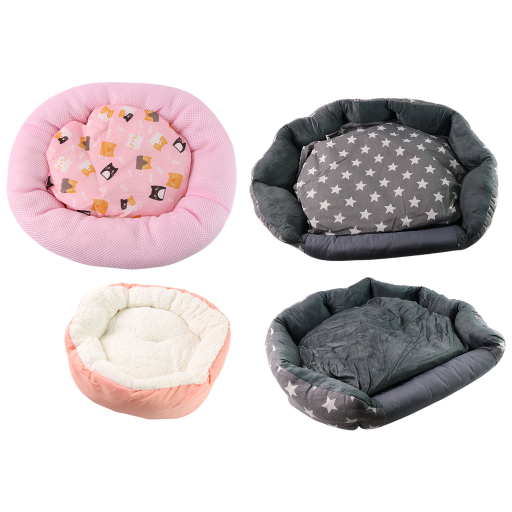 Soft Plush Pet Bed For Small Cats And Dogs (1 Pc  Mix Design  Size)