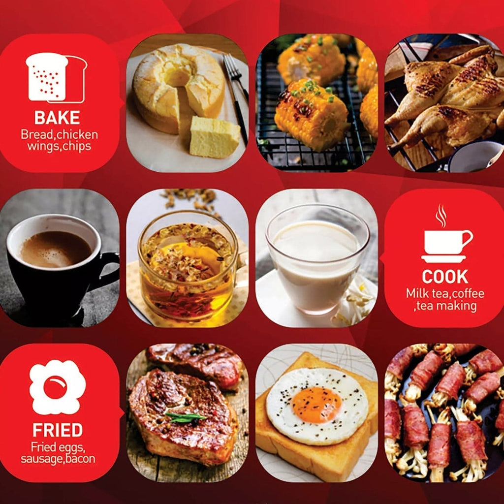 2788 3 In 1 Breakfast Maker Portable Toaster Oven Grill Pan  Coffee Maker Full Breakfast Ready At One Go