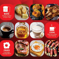 2788 3 In 1 Breakfast Maker Portable Toaster Oven Grill Pan  Coffee Maker Full Breakfast Ready At One Go
