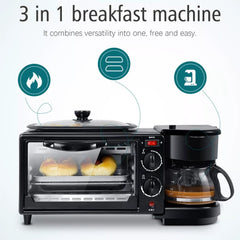 2788 3 In 1 Breakfast Maker Portable Toaster Oven Grill Pan  Coffee Maker Full Breakfast Ready At One Go