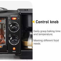 2788 3 In 1 Breakfast Maker Portable Toaster Oven Grill Pan  Coffee Maker Full Breakfast Ready At One Go
