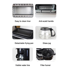 2788 3 In 1 Breakfast Maker Portable Toaster Oven Grill Pan  Coffee Maker Full Breakfast Ready At One Go