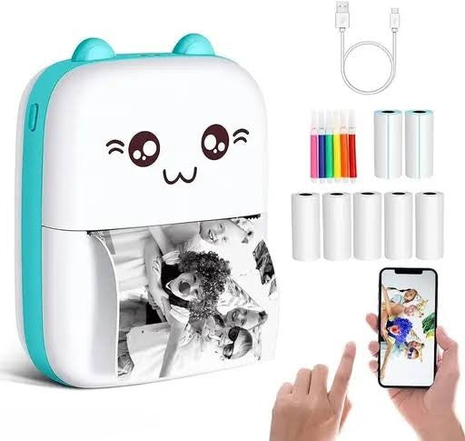 Pocket Mini Bluetooth Thermal Printer with App – Portable Photo Printer (1 Roll Paper Included)