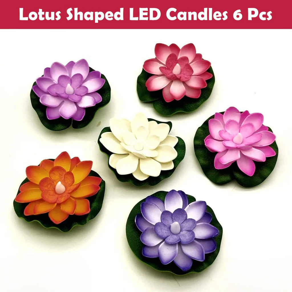 6556 Water Floating Smokeless Candles  Lotus Flowers Sensor Led Tealight For Outdoor And Indoor Decoration - Pack Of 6 Candle Candle (Pack Of 6)
