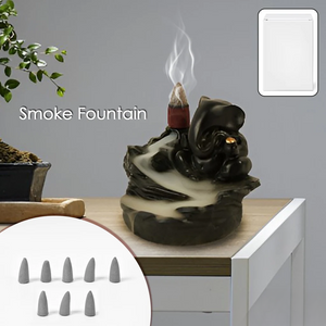 Smoke Fountain Ganesha Idol Decoration Items With 8 Pc Backflow Incense Cones Sticks (1 Pc)