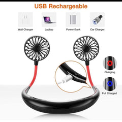 875 Portable Usb Battery Rechargeable Mini Fan - Headphone Design Wearable Neckband Fan
