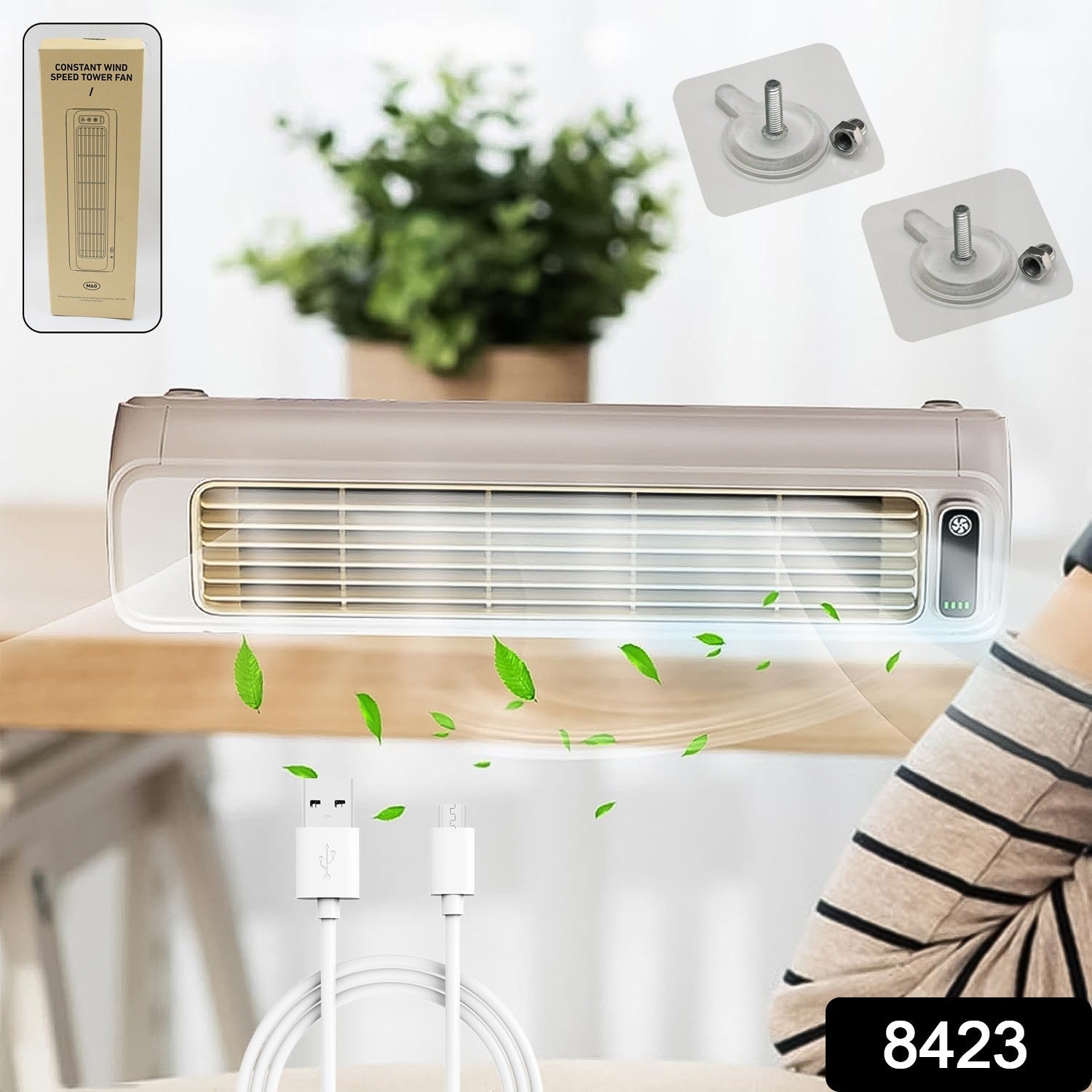 Portable Air Conditioning Cooling Fan (1 Pc  With 2 Pc Adhesive Hook)