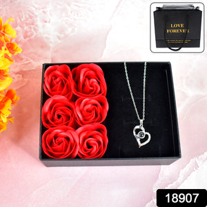 Rose Flower Gift Box Handmade Eternal Rose with I Love You Necklace