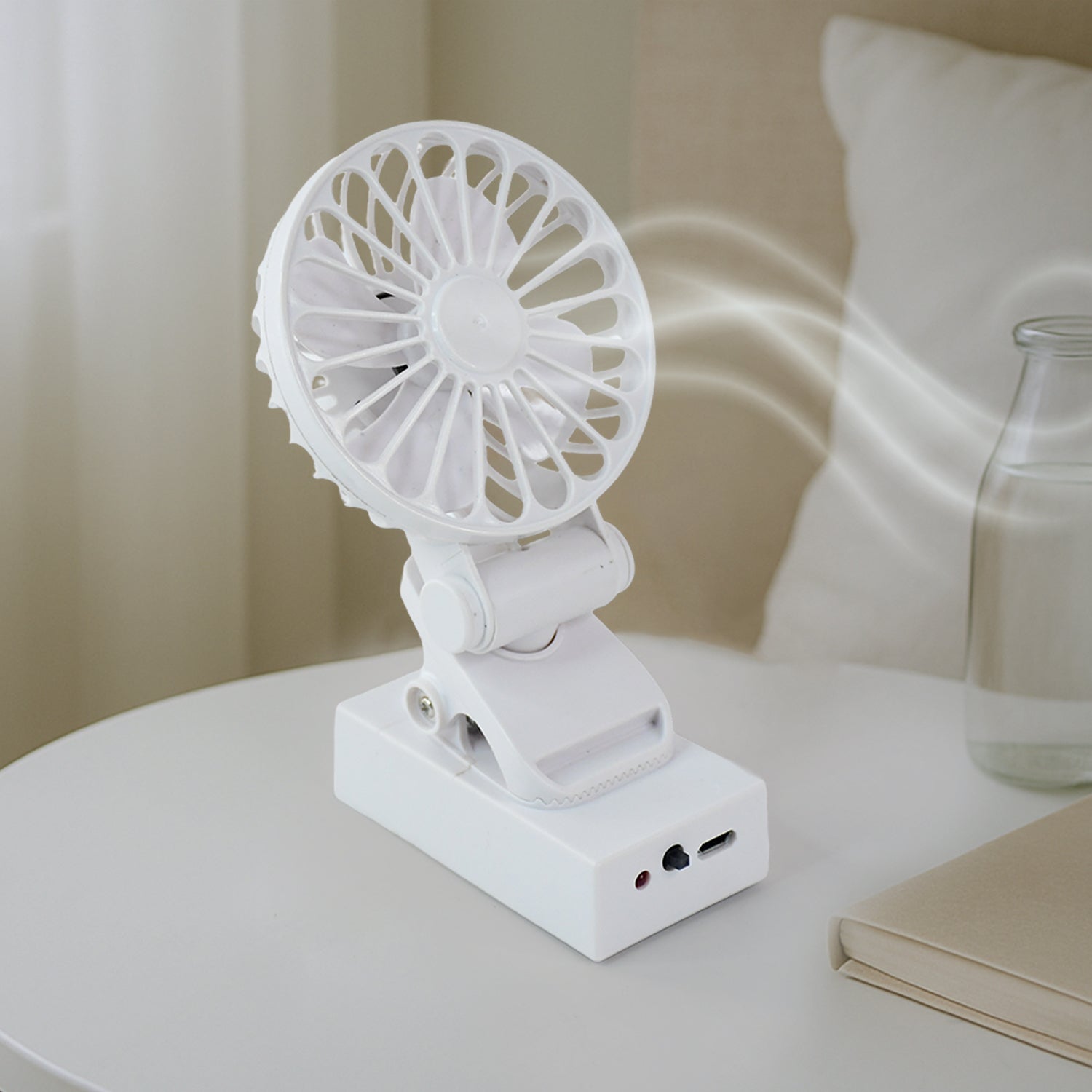 Rechargeable Mini Clip-on Desk Fan (1 Pc)