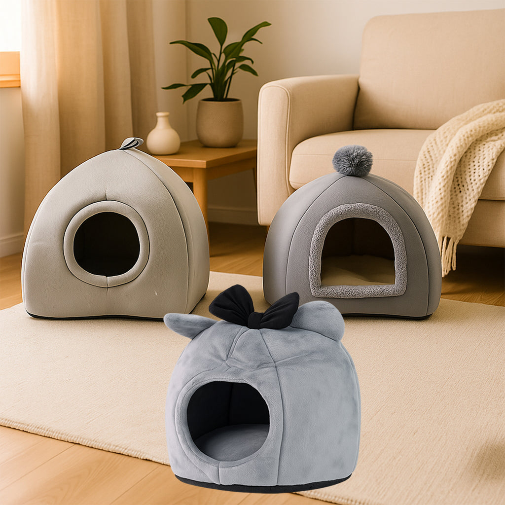 Soft Plush Pet Bed For Small Cats And Dogs (1 Pc  Mix Design  Size)
