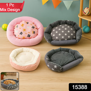 Soft Plush Pet Bed For Small Cats And Dogs (1 Pc  Mix Design  Size)